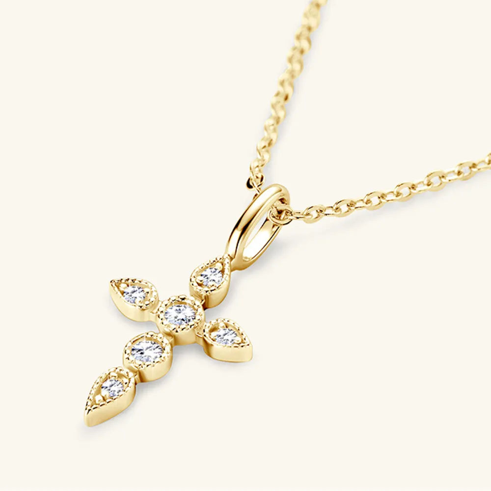Divine Moissanite Cross Pendant Necklace