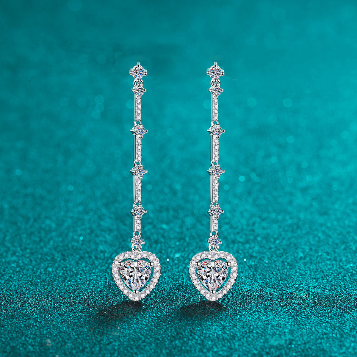 Amour 2 Carat Moissanite Heart Earrings