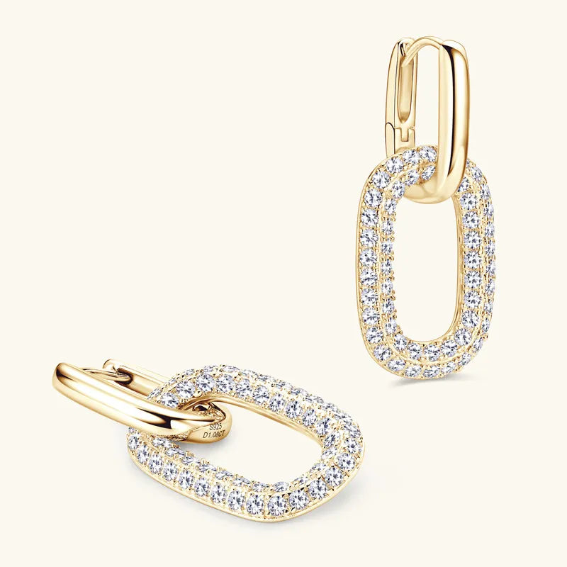 Luna 2 Carat Moissanite Link Earrings