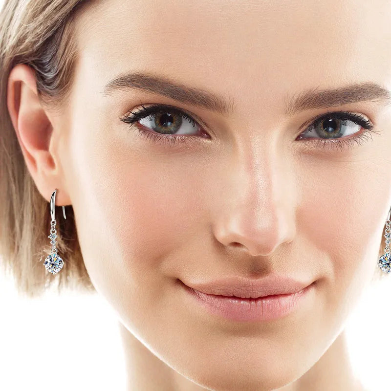 Étoile 2 Carat Moissanite Drop Earrings