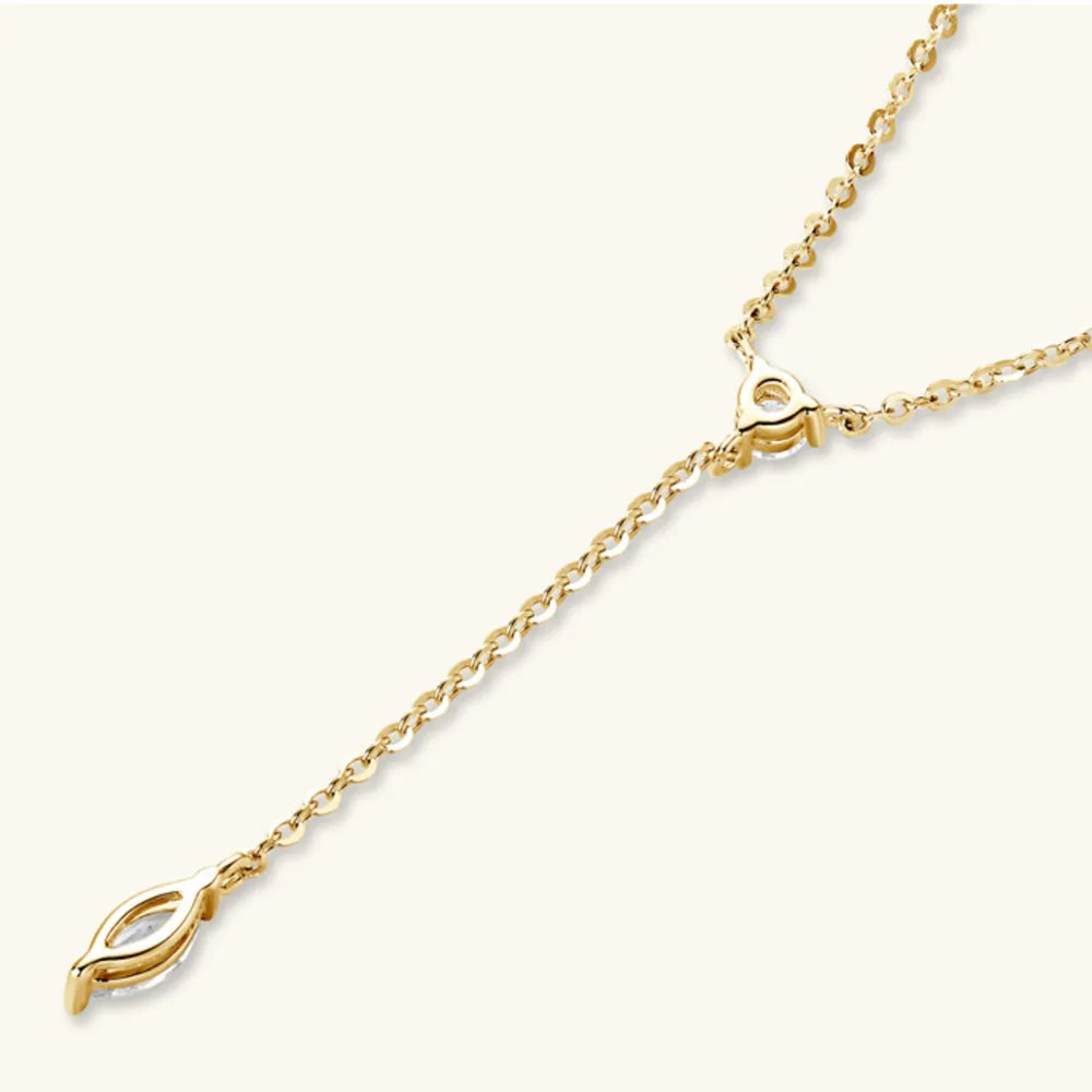 Moissanite Drop Lariat Necklace