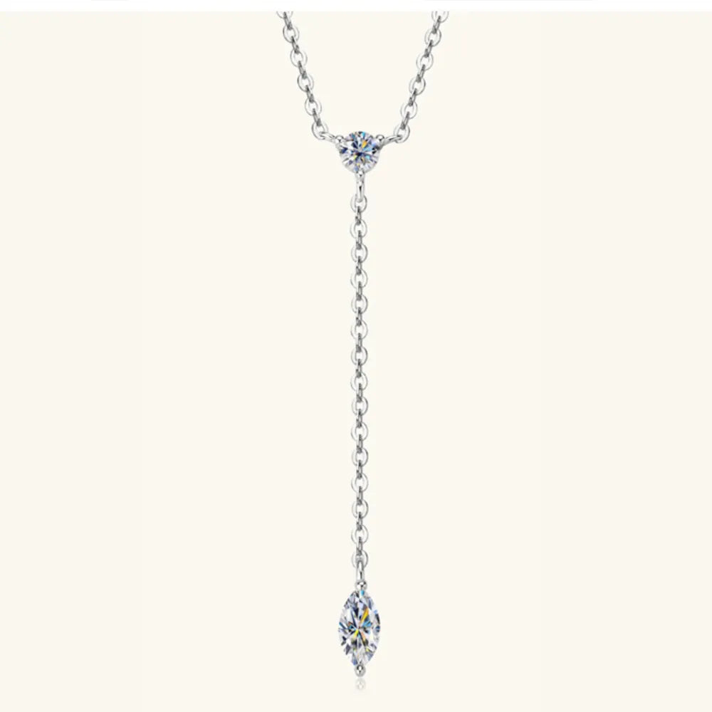 Moissanite Drop Lariat Necklace