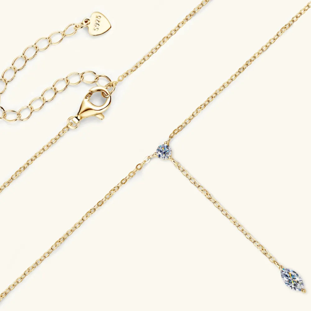 Moissanite Drop Lariat Necklace