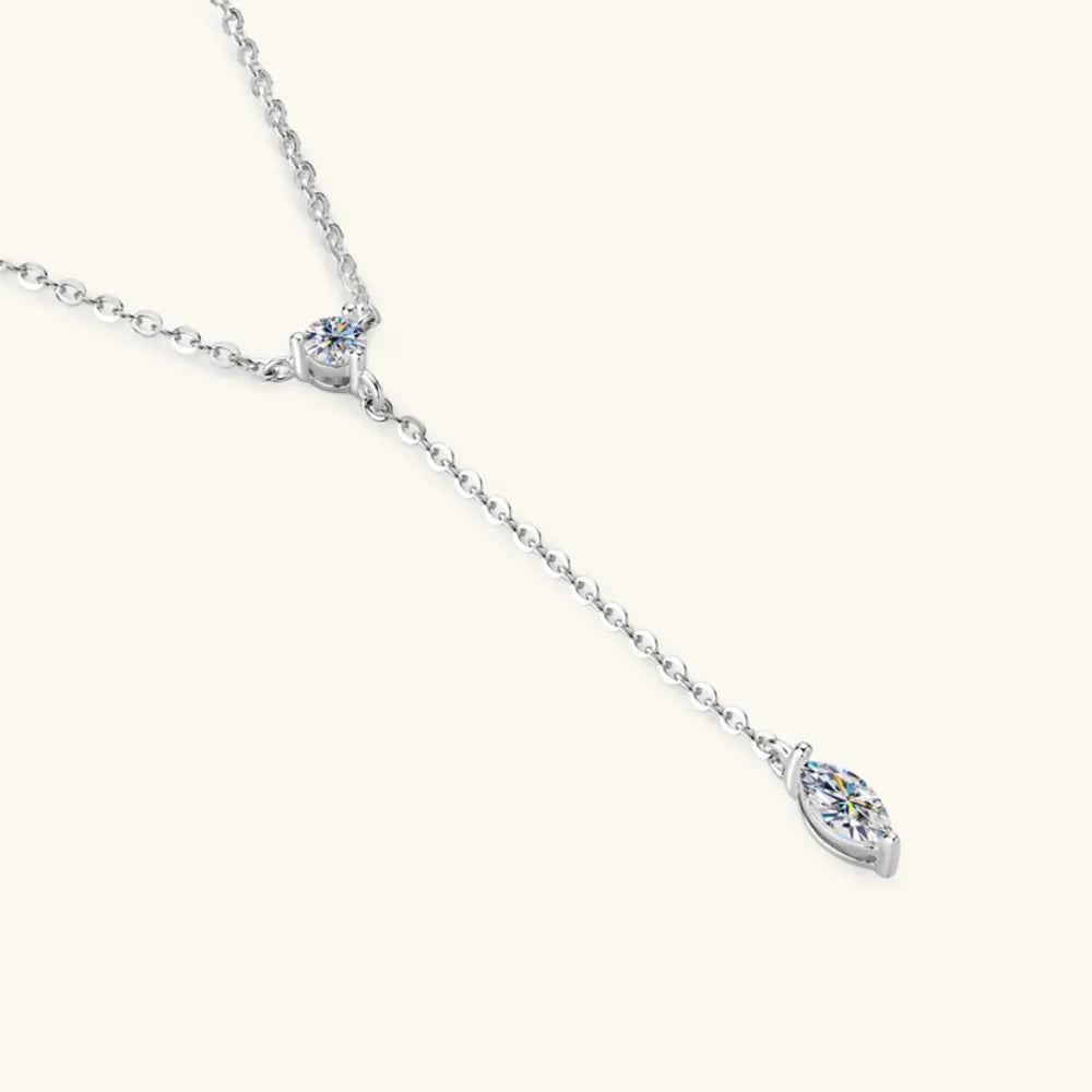 Moissanite Drop Lariat Necklace