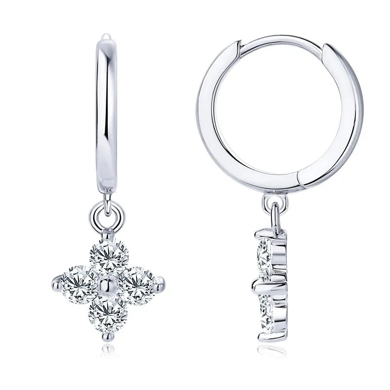 Fleur Moissanite Clover Hoop Drops