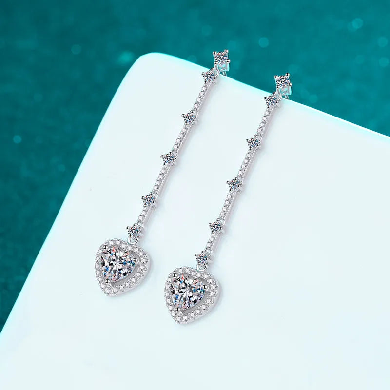Amour 2 Carat Moissanite Heart Earrings