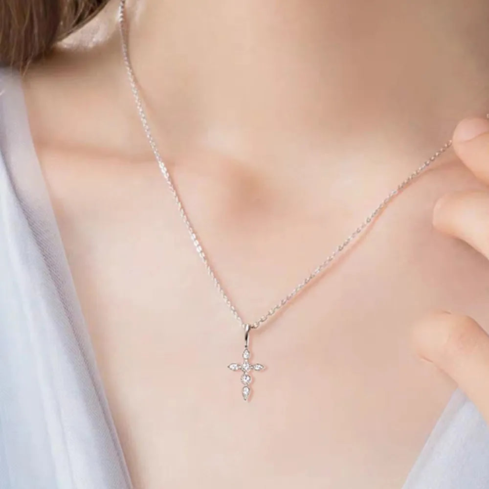 Divine Moissanite Cross Pendant Necklace