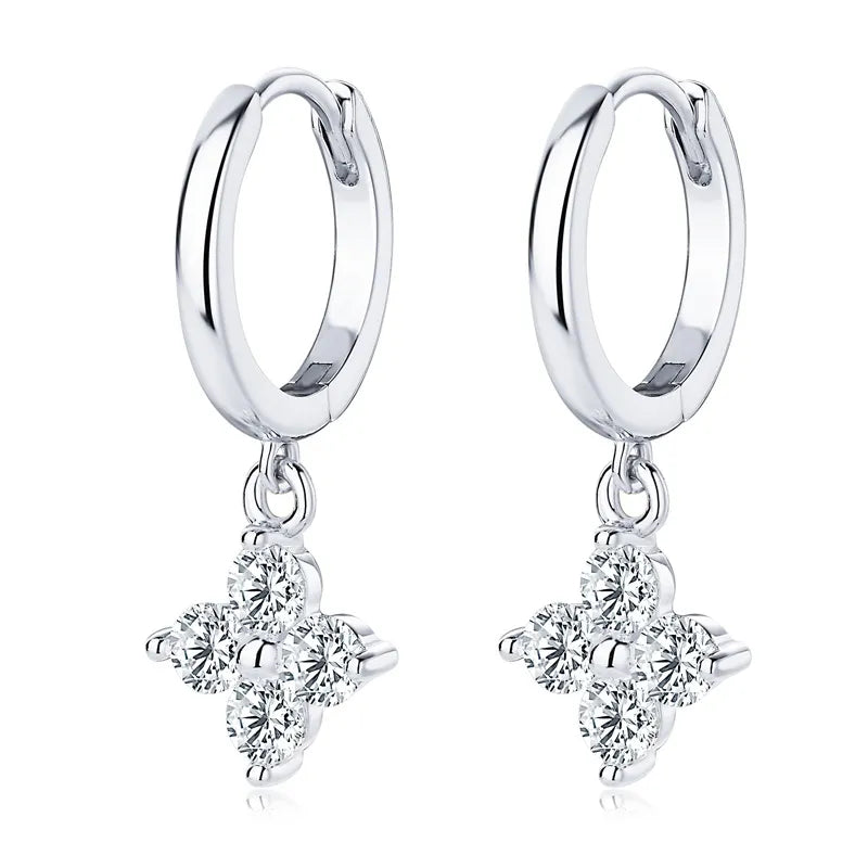 Fleur Moissanite Clover Hoop Drops