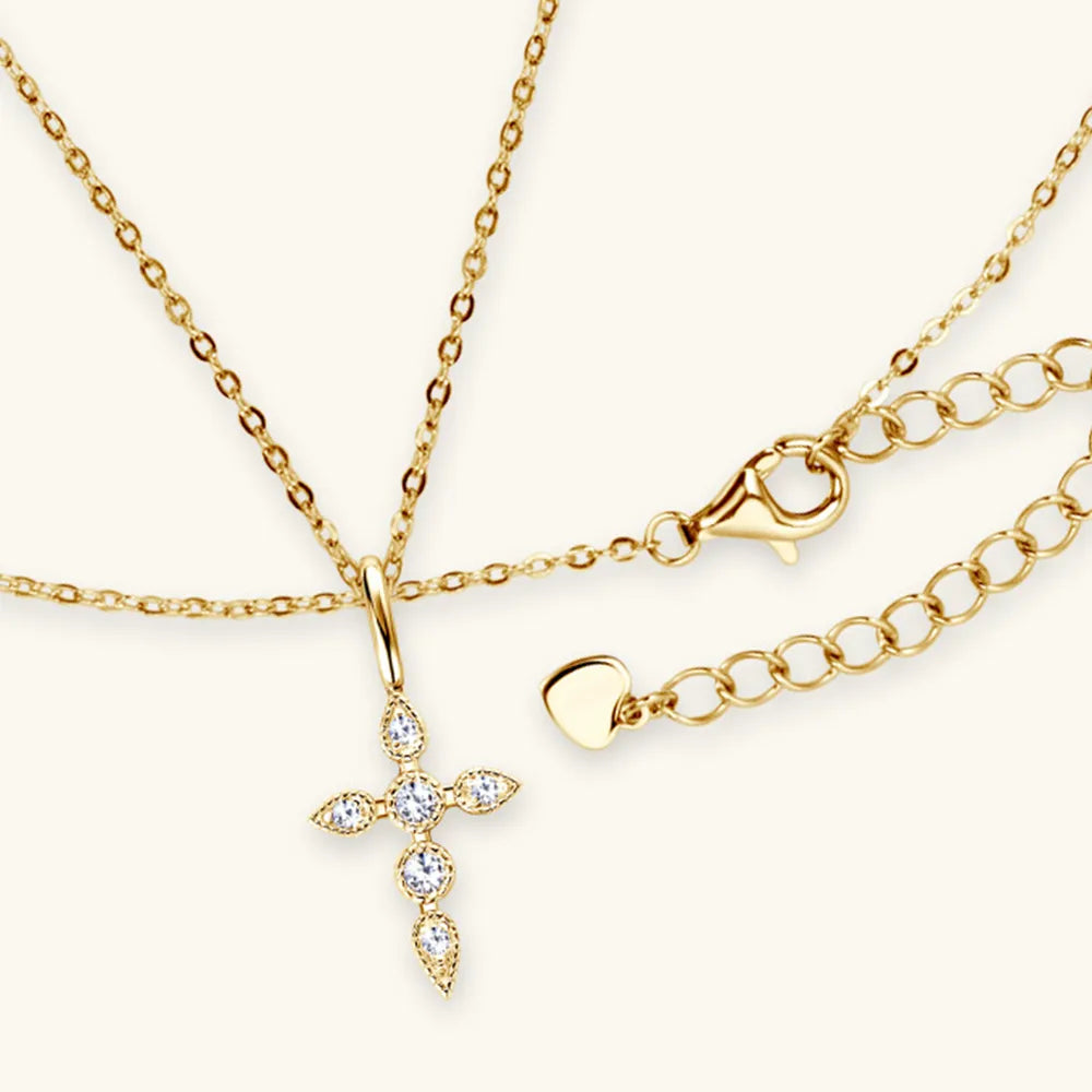 Divine Moissanite Cross Pendant Necklace