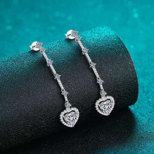 Amour 2 Carat Moissanite Heart Earrings