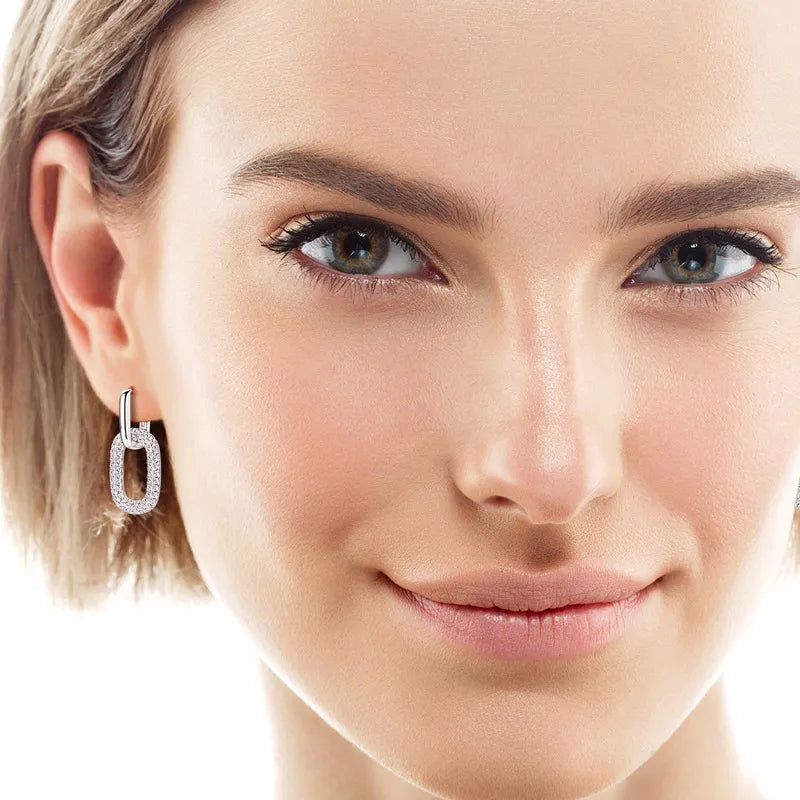 Luna 2 Carat Moissanite Link Earrings