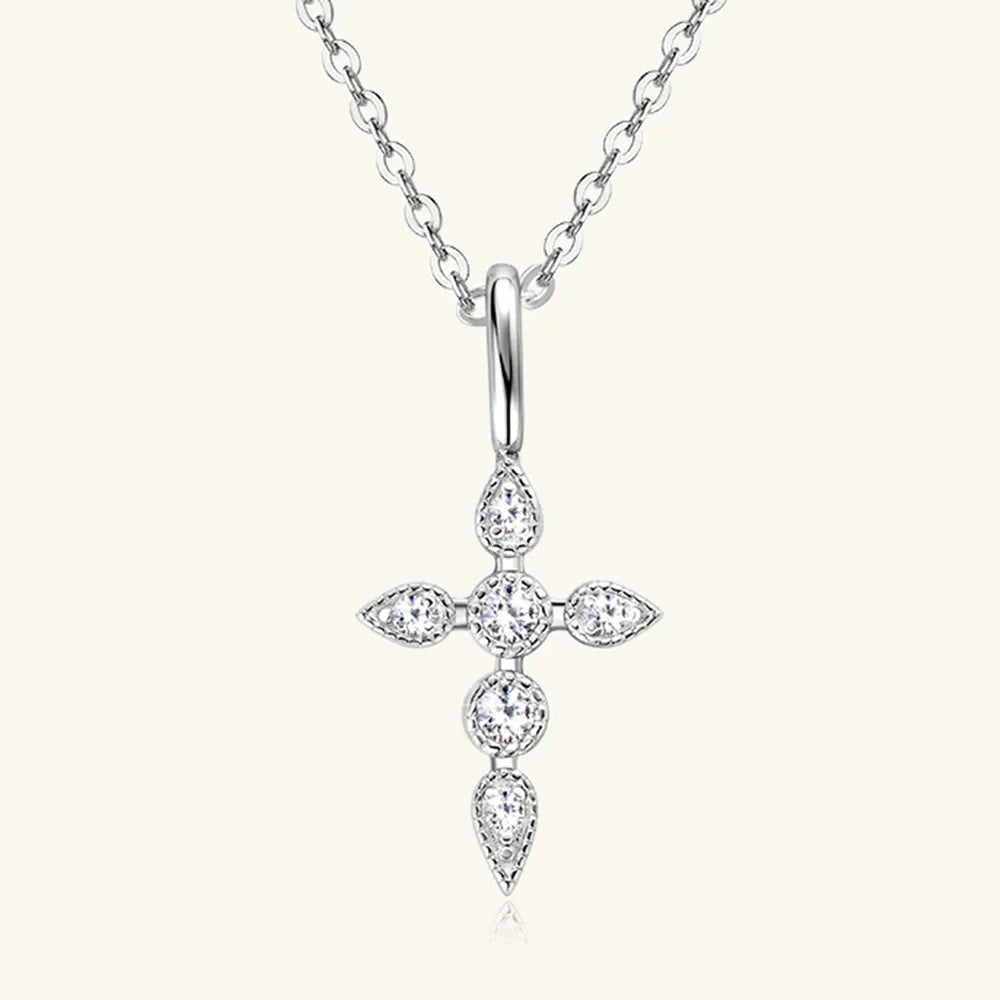 Divine Moissanite Cross Pendant Necklace
