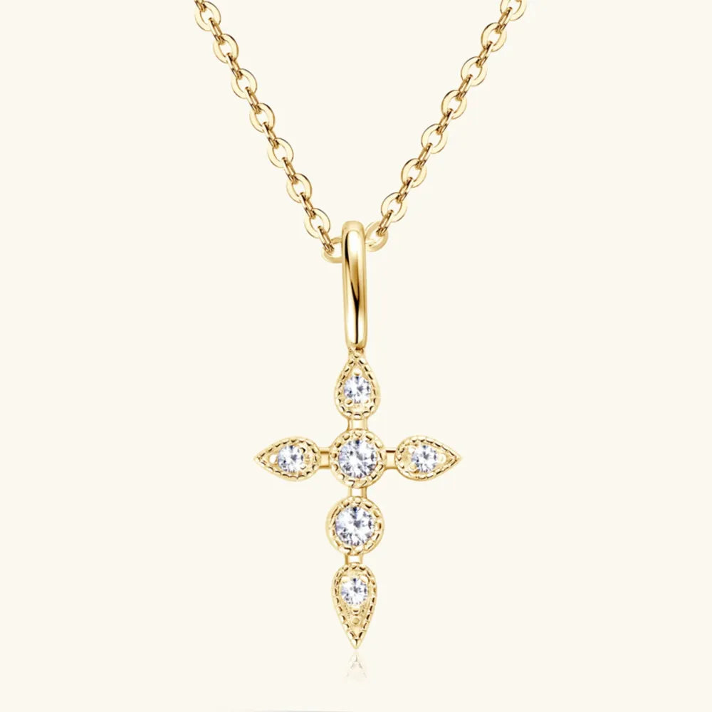 Divine Moissanite Cross Pendant Necklace