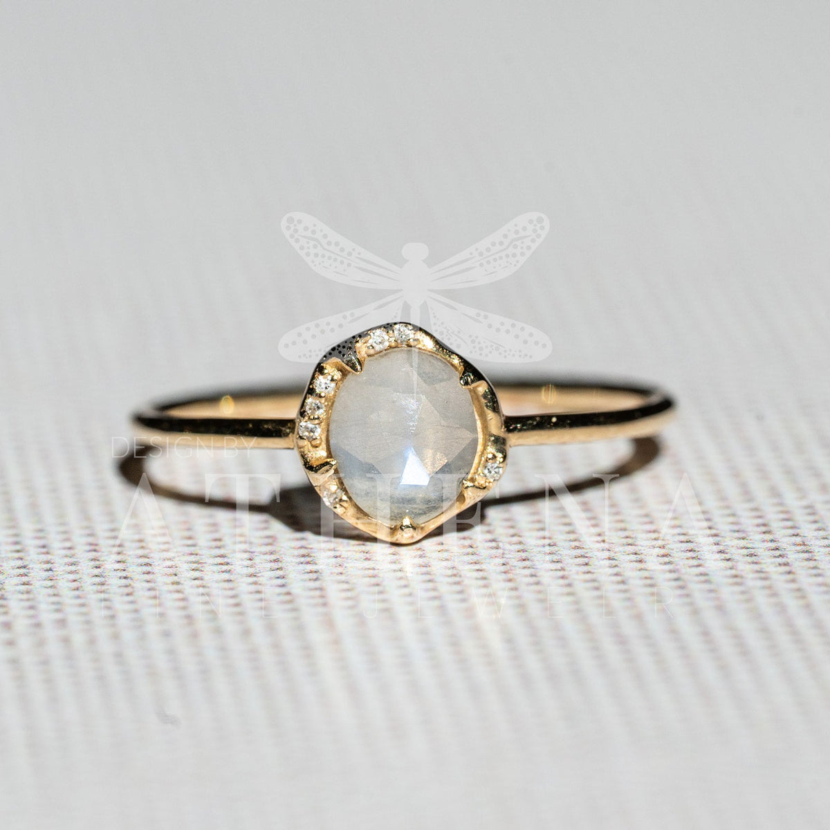 Moonstone Solitaire Ring in 14K Yellow Gold