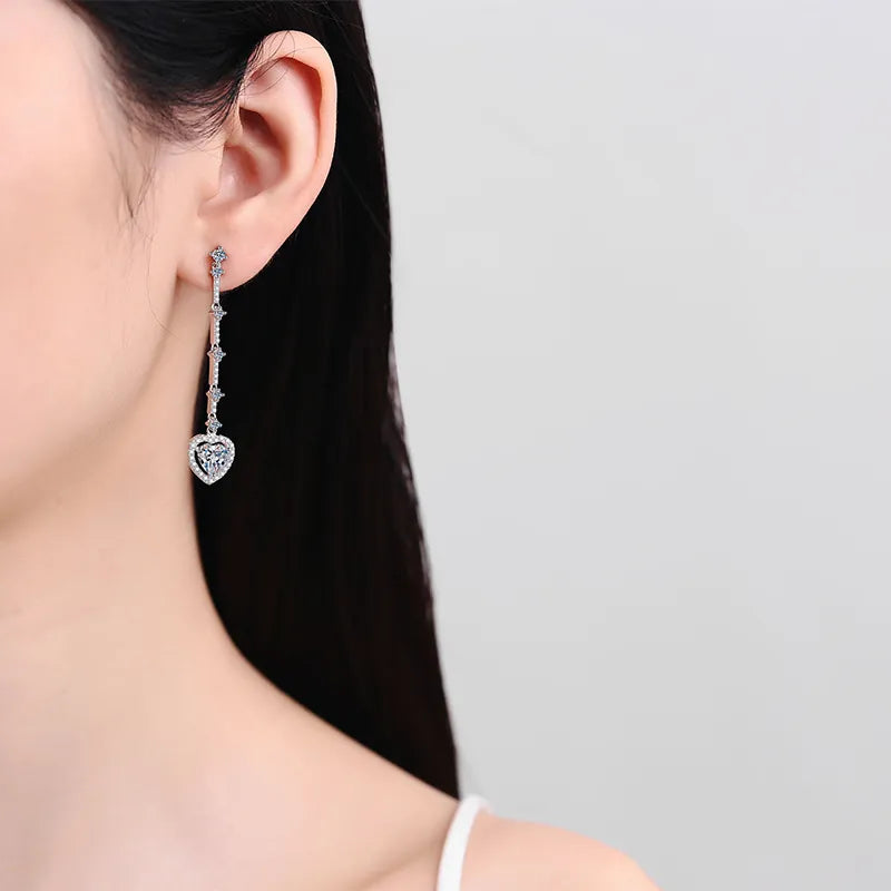 Amour 2 Carat Moissanite Heart Earrings