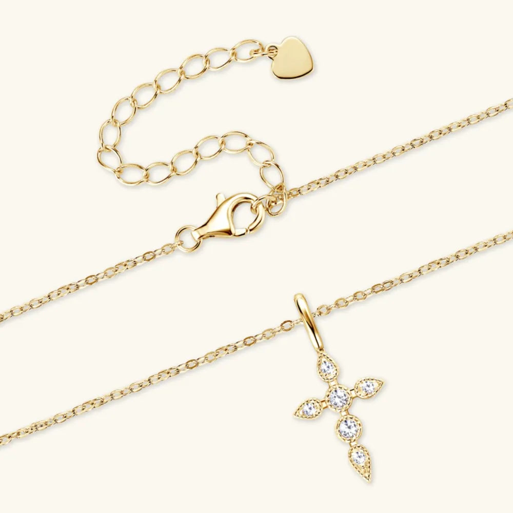 Divine Moissanite Cross Pendant Necklace