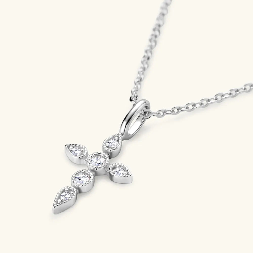 Divine Moissanite Cross Pendant Necklace