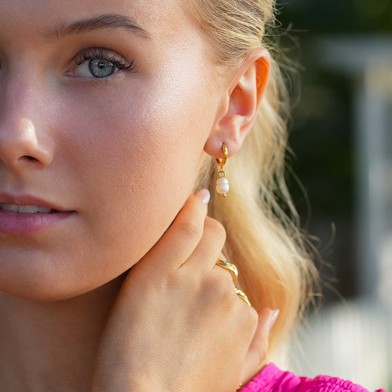 Pearl Drop Mini Hoops