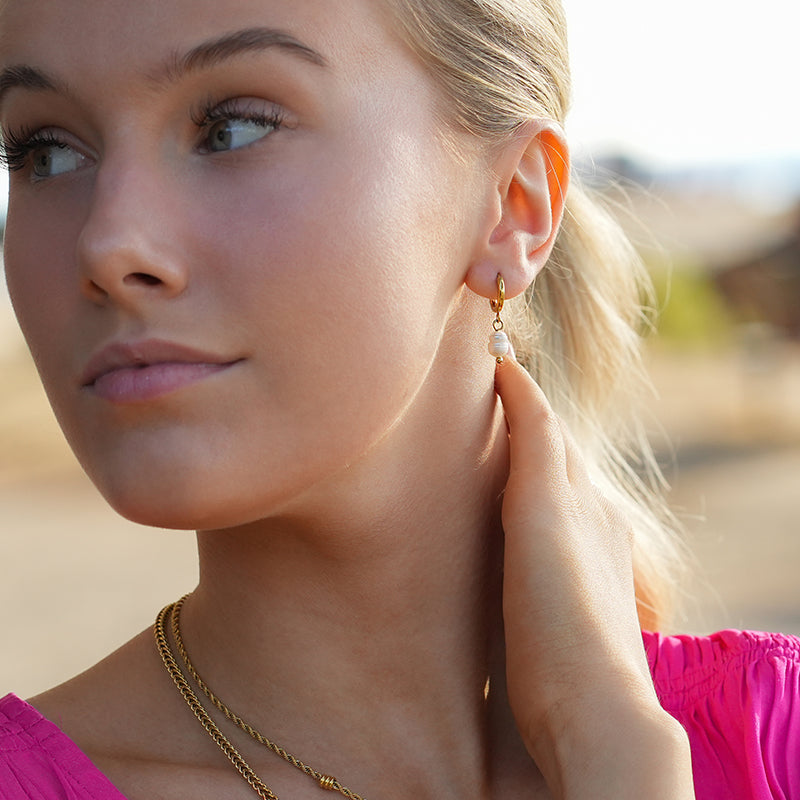 Pearl Drop Mini Hoops