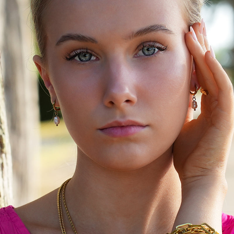 Pearl Drop Mini Hoops