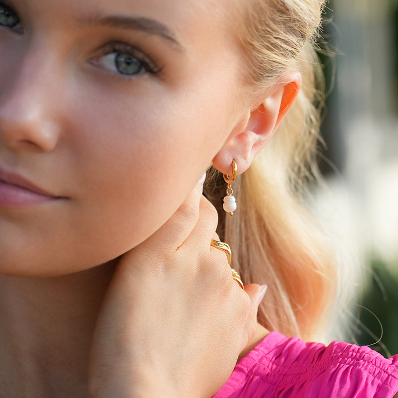 Pearl Drop Mini Hoops