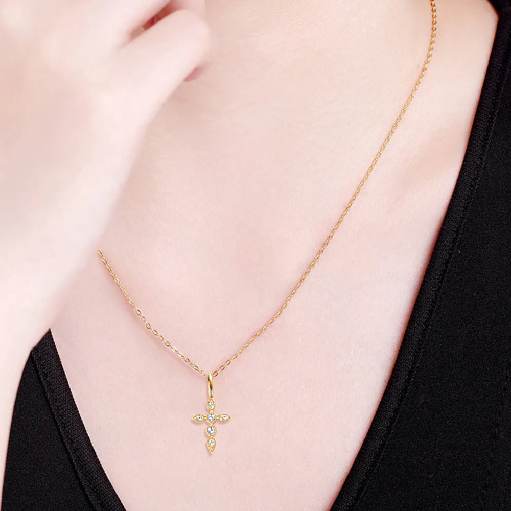 Divine Moissanite Cross Pendant Necklace