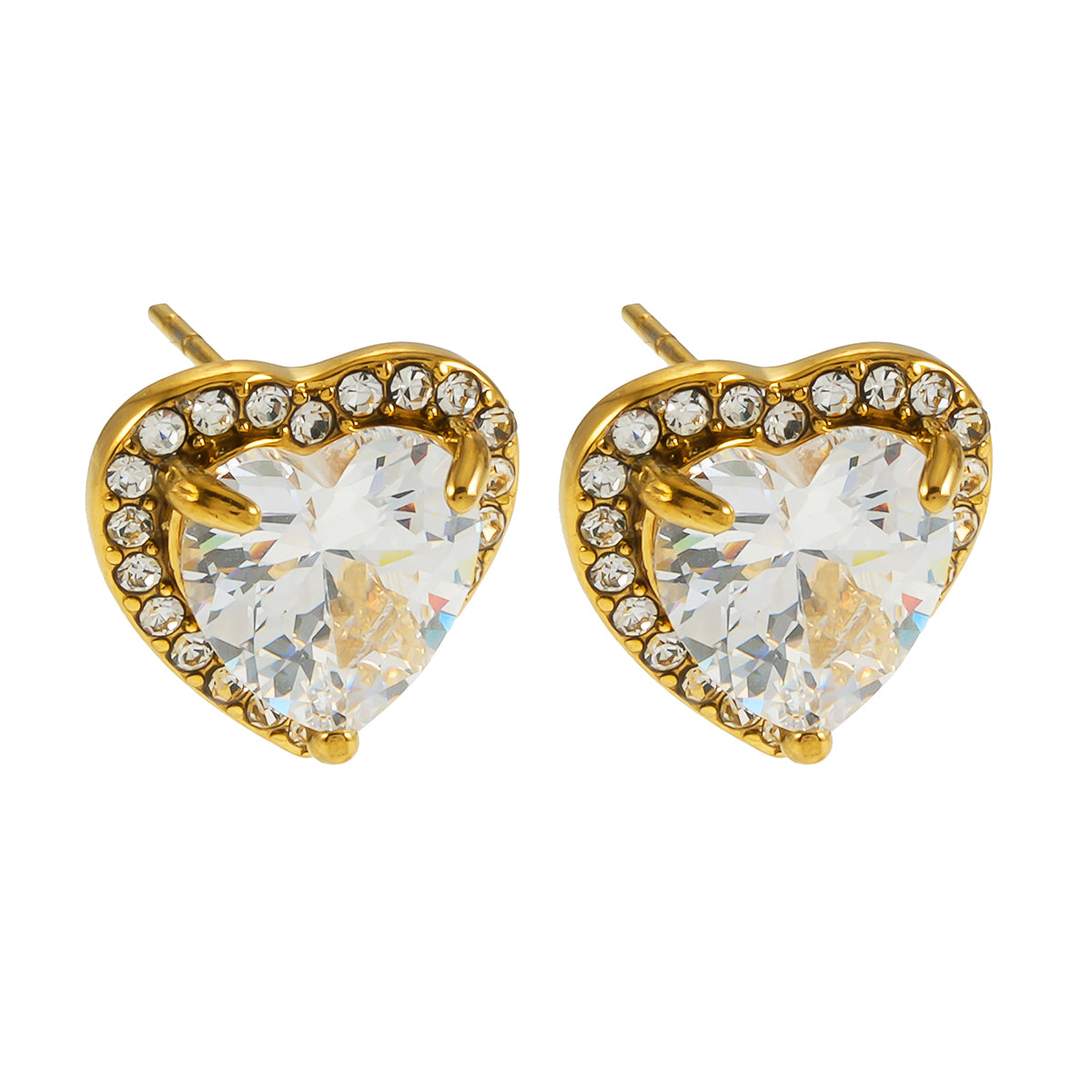 Moissanite Heart Stud Earrings