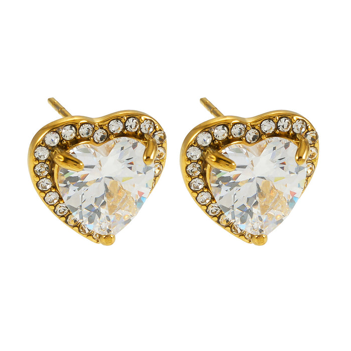 Moissanite Heart Stud Earrings