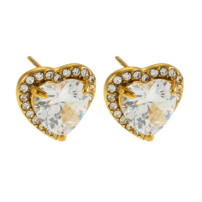 Moissanite Heart Stud Earrings
