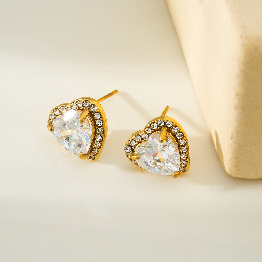 Moissanite Heart Stud Earrings