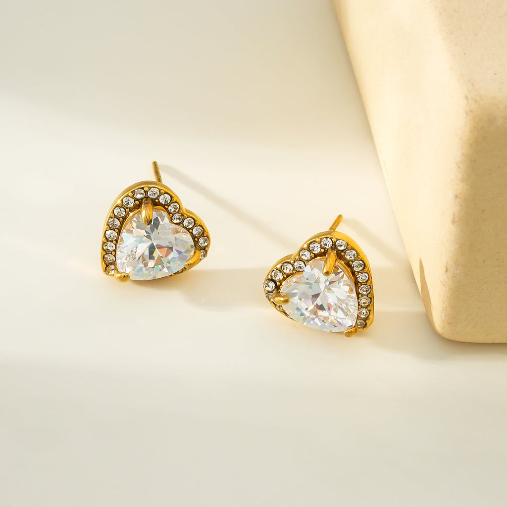 Moissanite Heart Stud Earrings