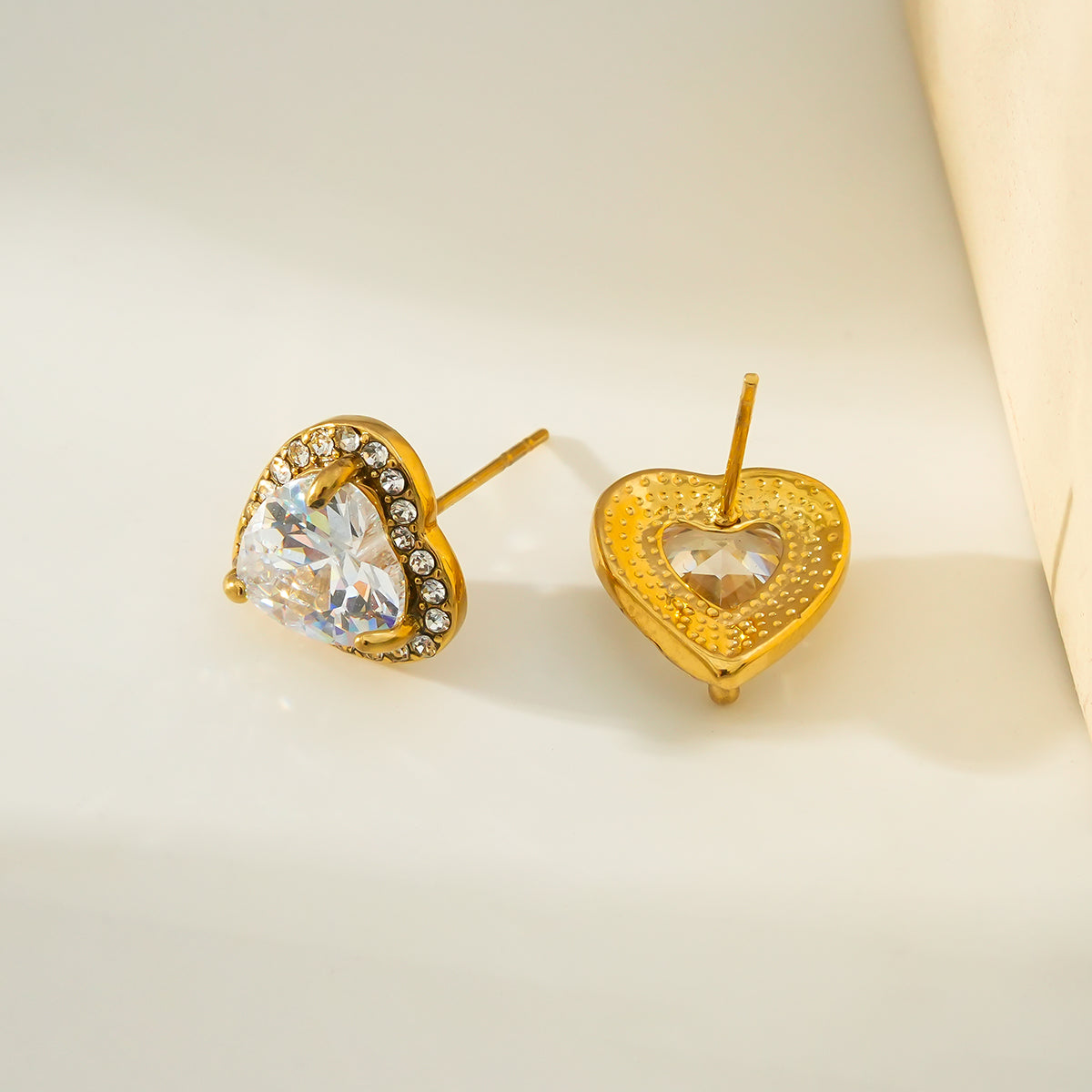 Moissanite Heart Stud Earrings
