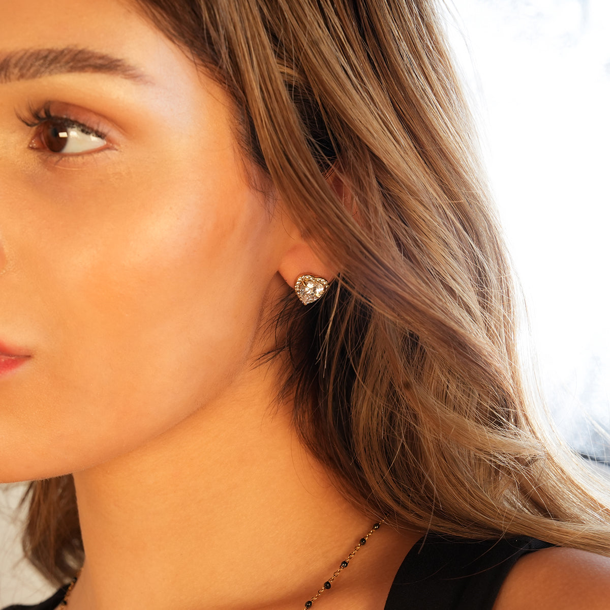 Moissanite Heart Stud Earrings