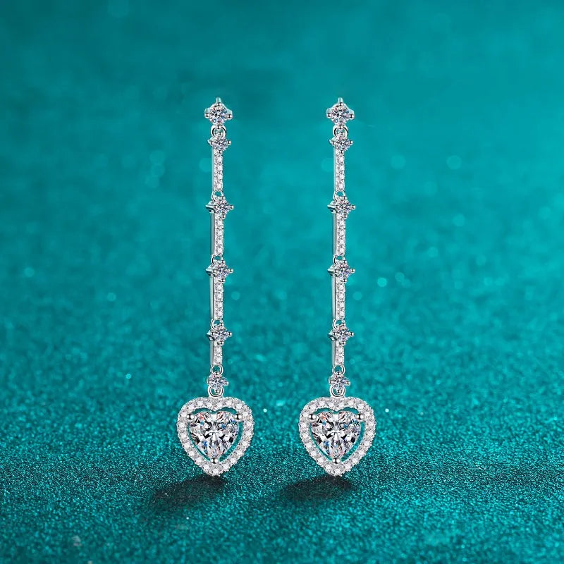 Amour 2 Carat Moissanite Heart Earrings