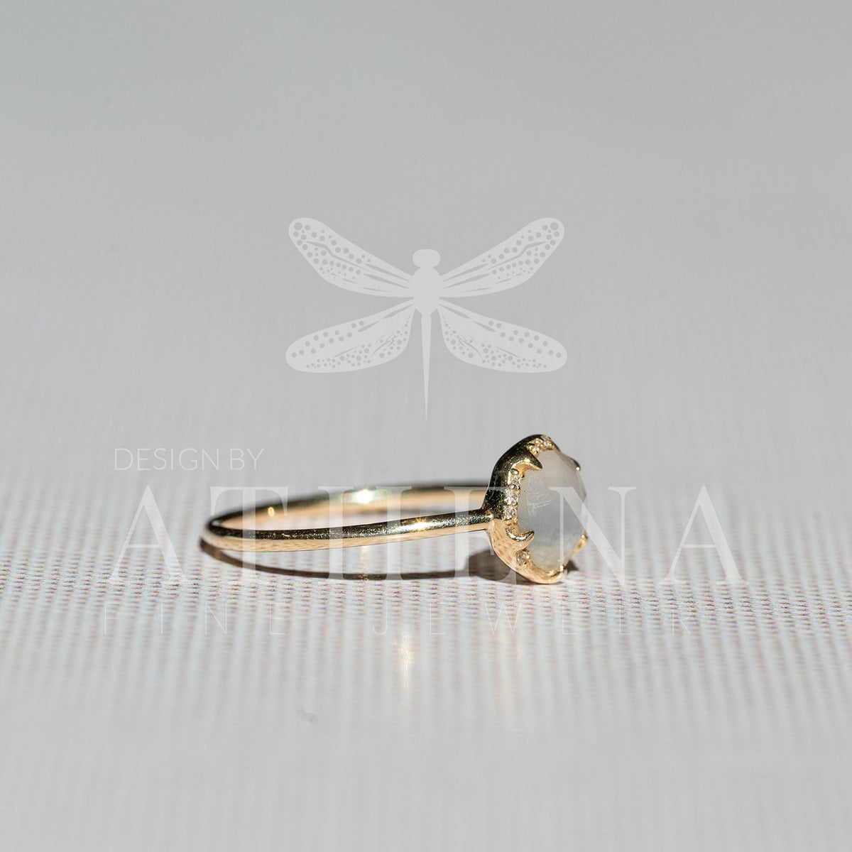Moonstone Solitaire Ring in 14K Yellow Gold
