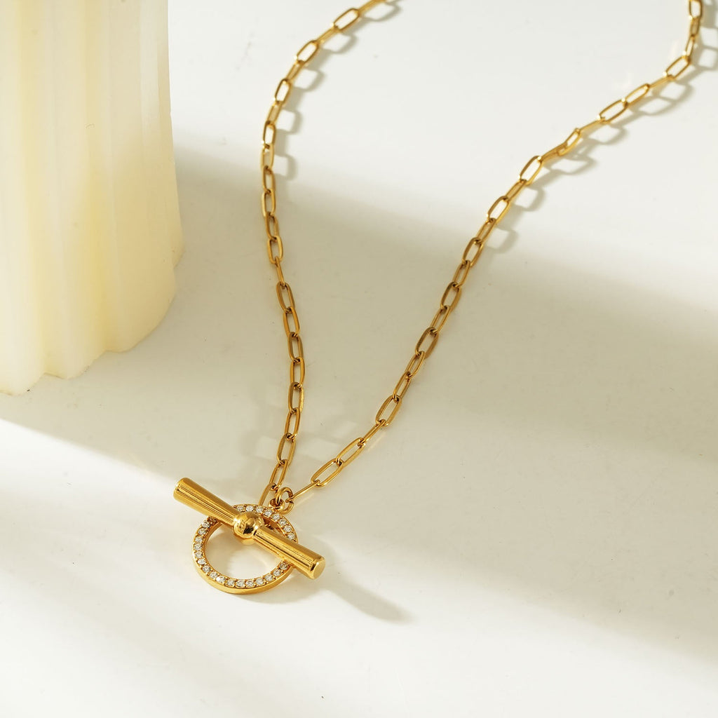 Pavé Halo Toggle Necklace