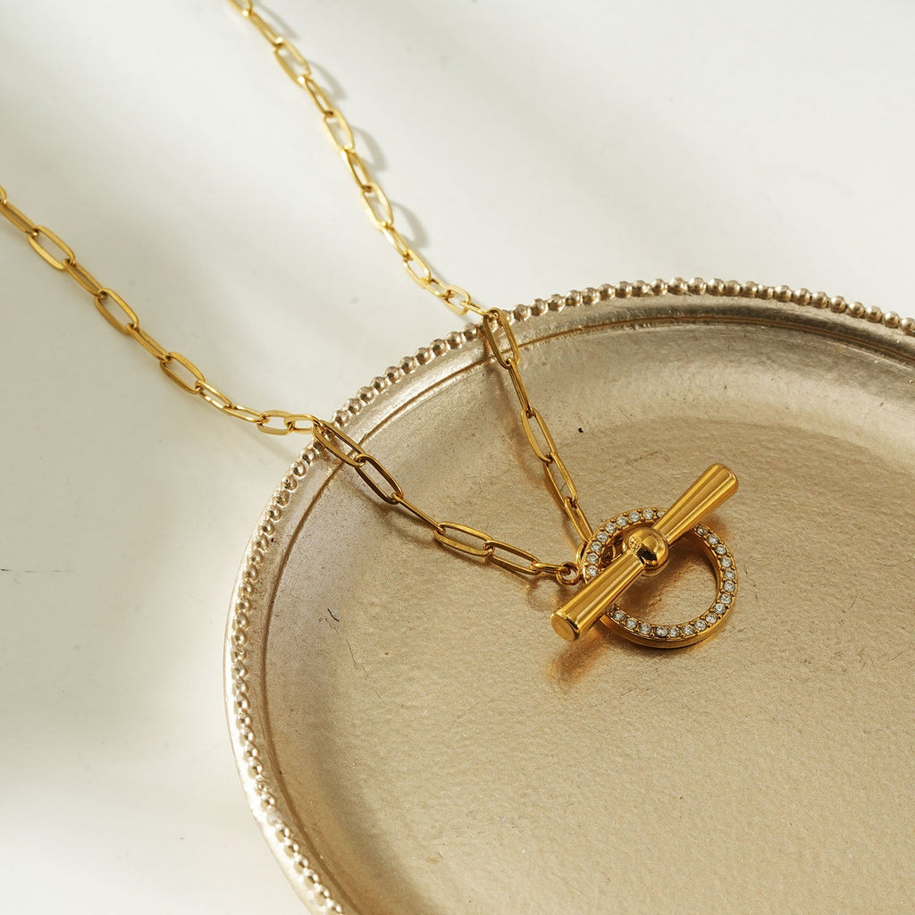 Pavé Halo Toggle Necklace