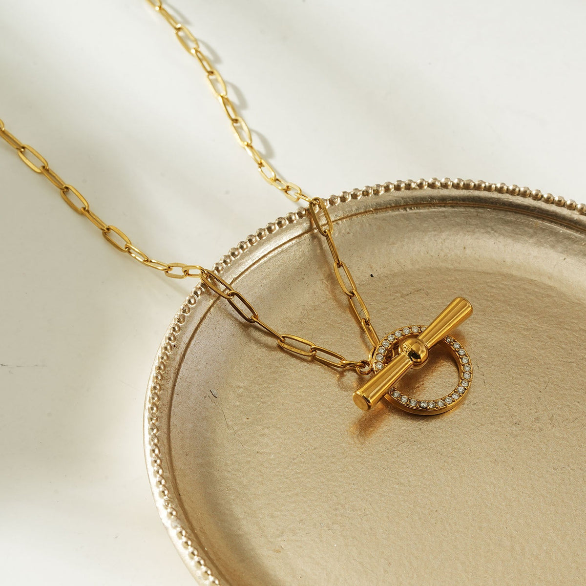 Pavé Halo Toggle Necklace