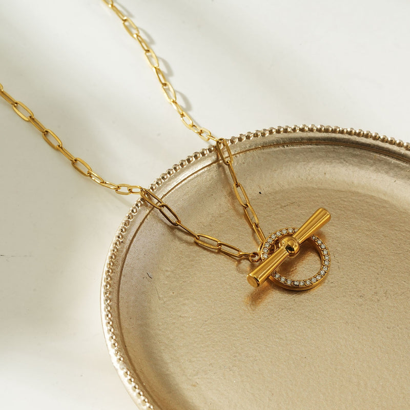 Pavé Halo Toggle Necklace