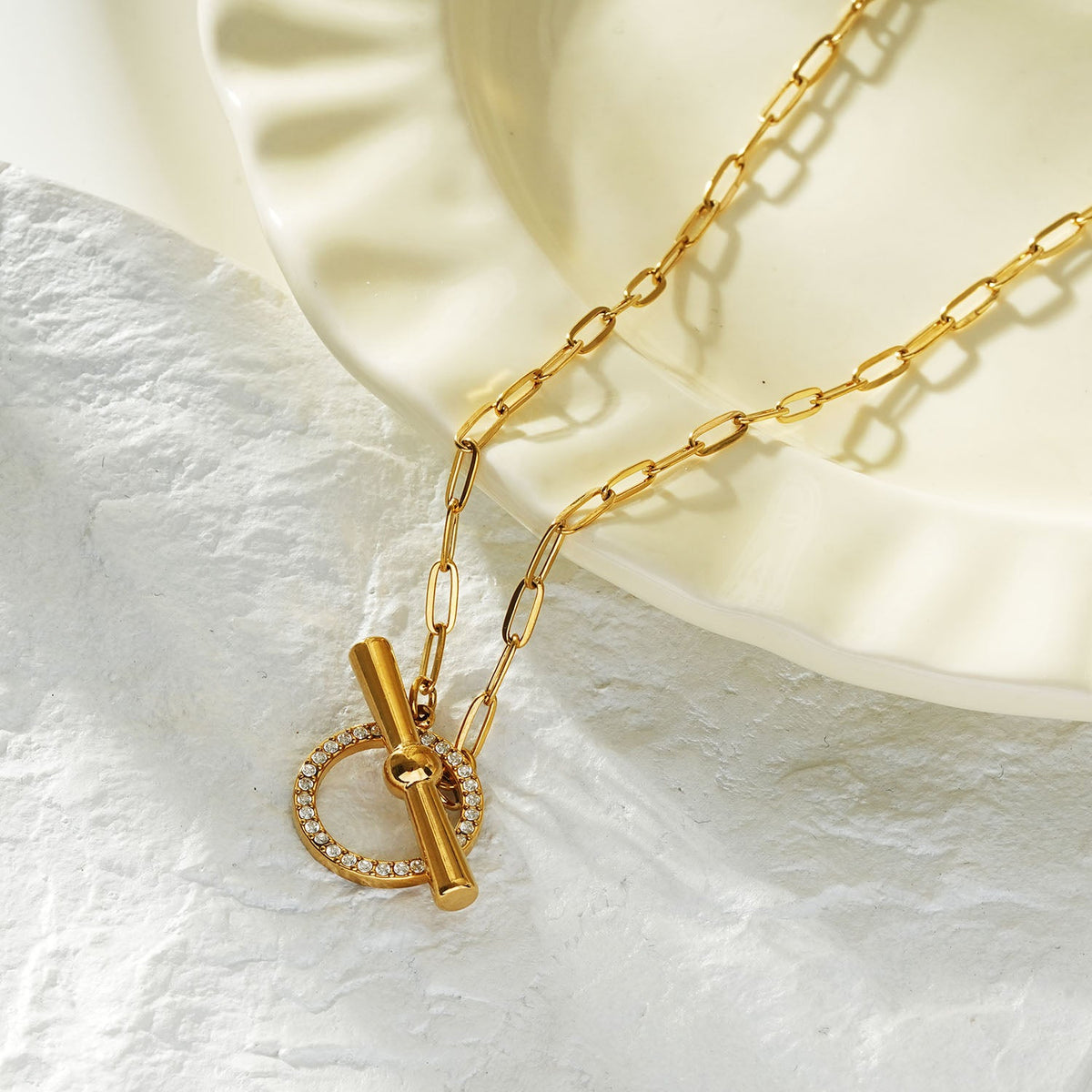Pavé Halo Toggle Necklace