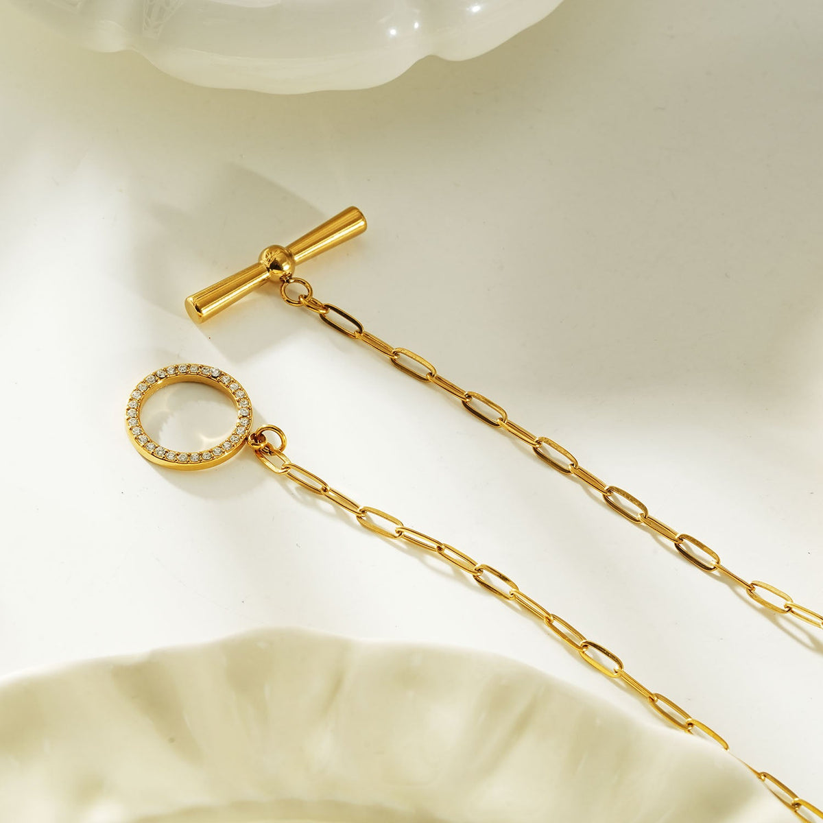 Pavé Halo Toggle Necklace