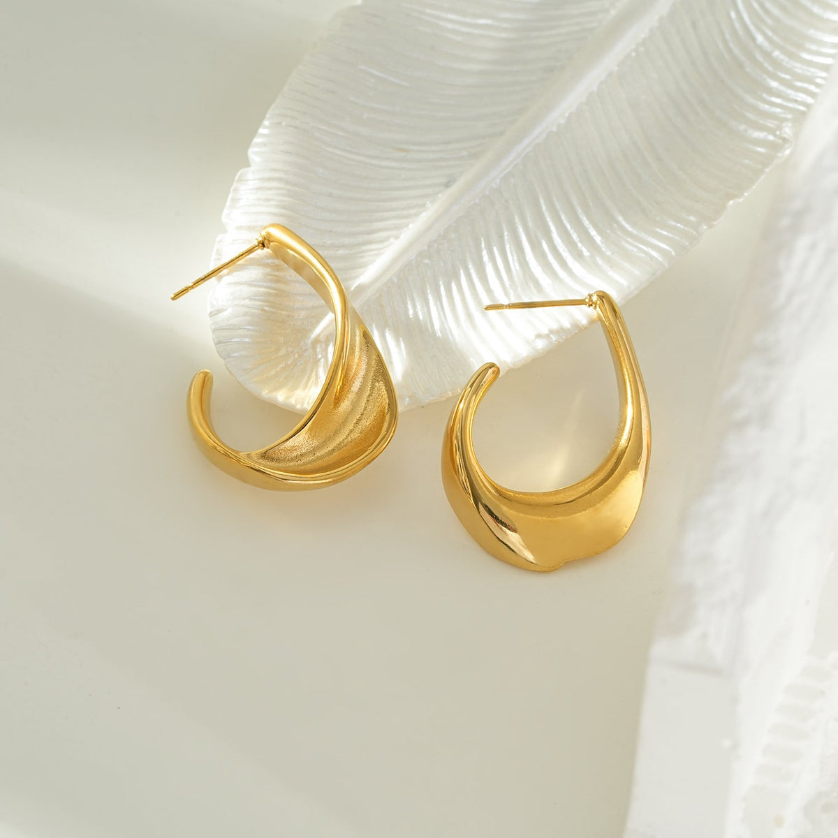 Art Deco Sculpted Hoops