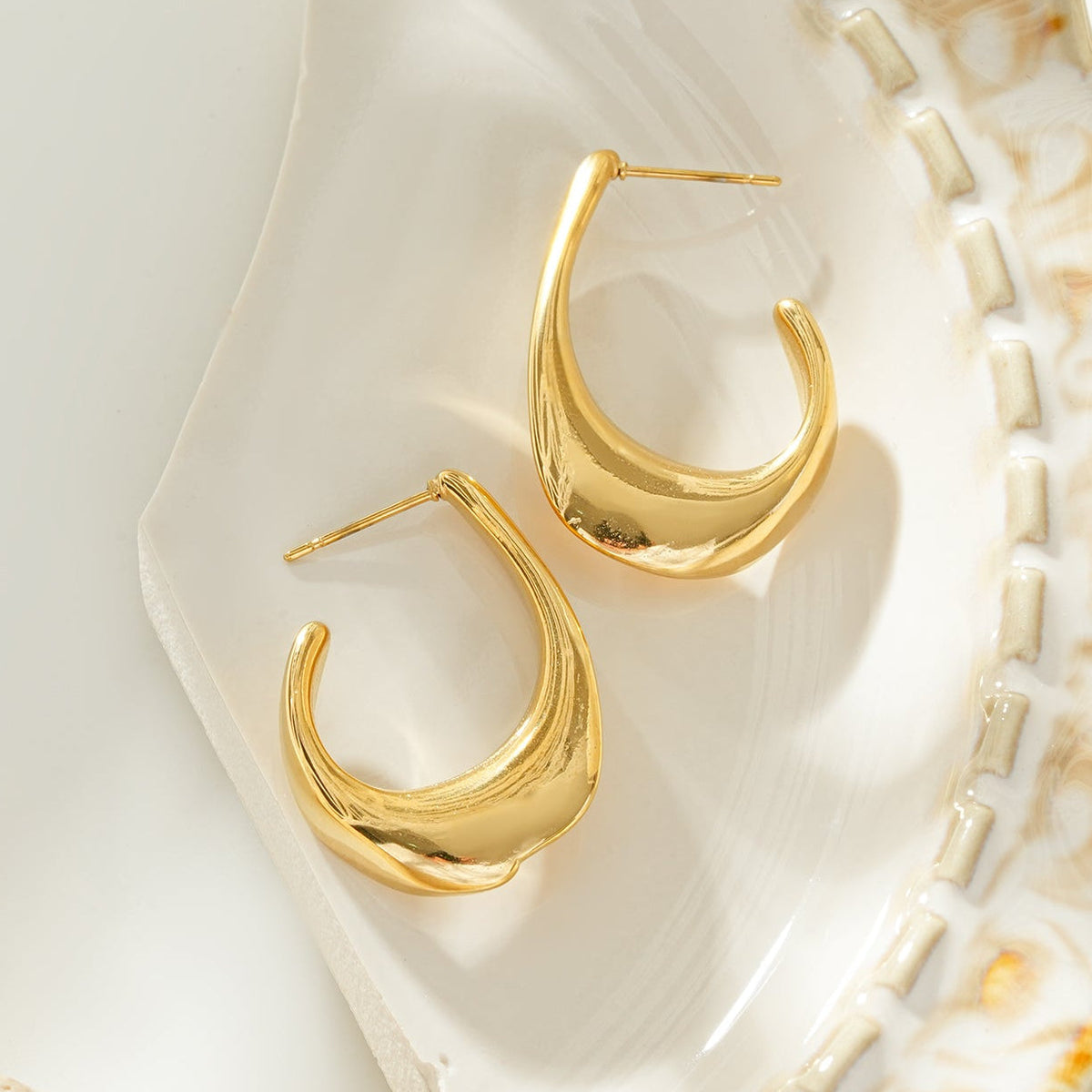 Art Deco Sculpted Hoops