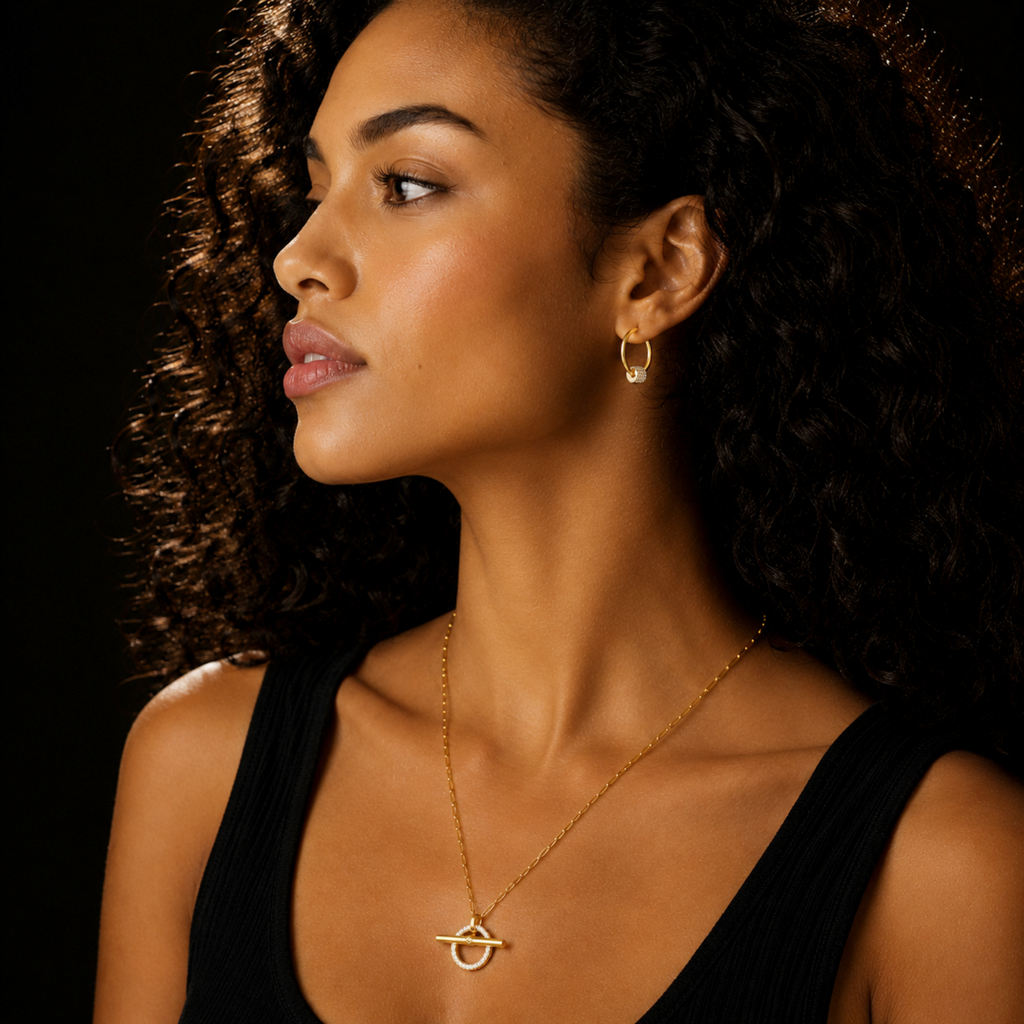 Pavé Halo Toggle Necklace