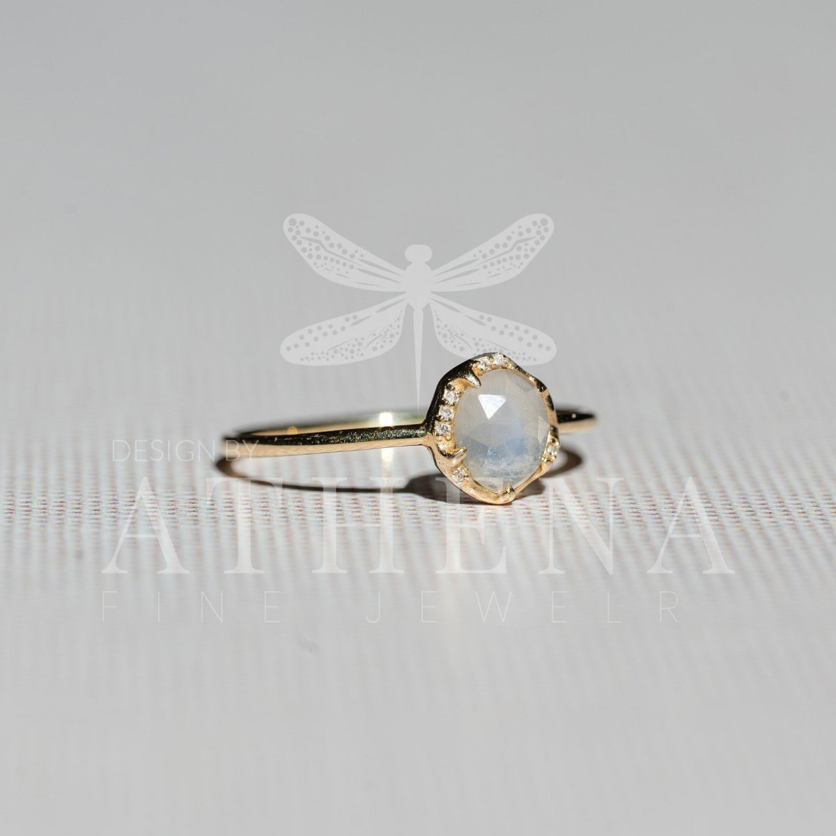Moonstone Solitaire Ring in 14K Yellow Gold
