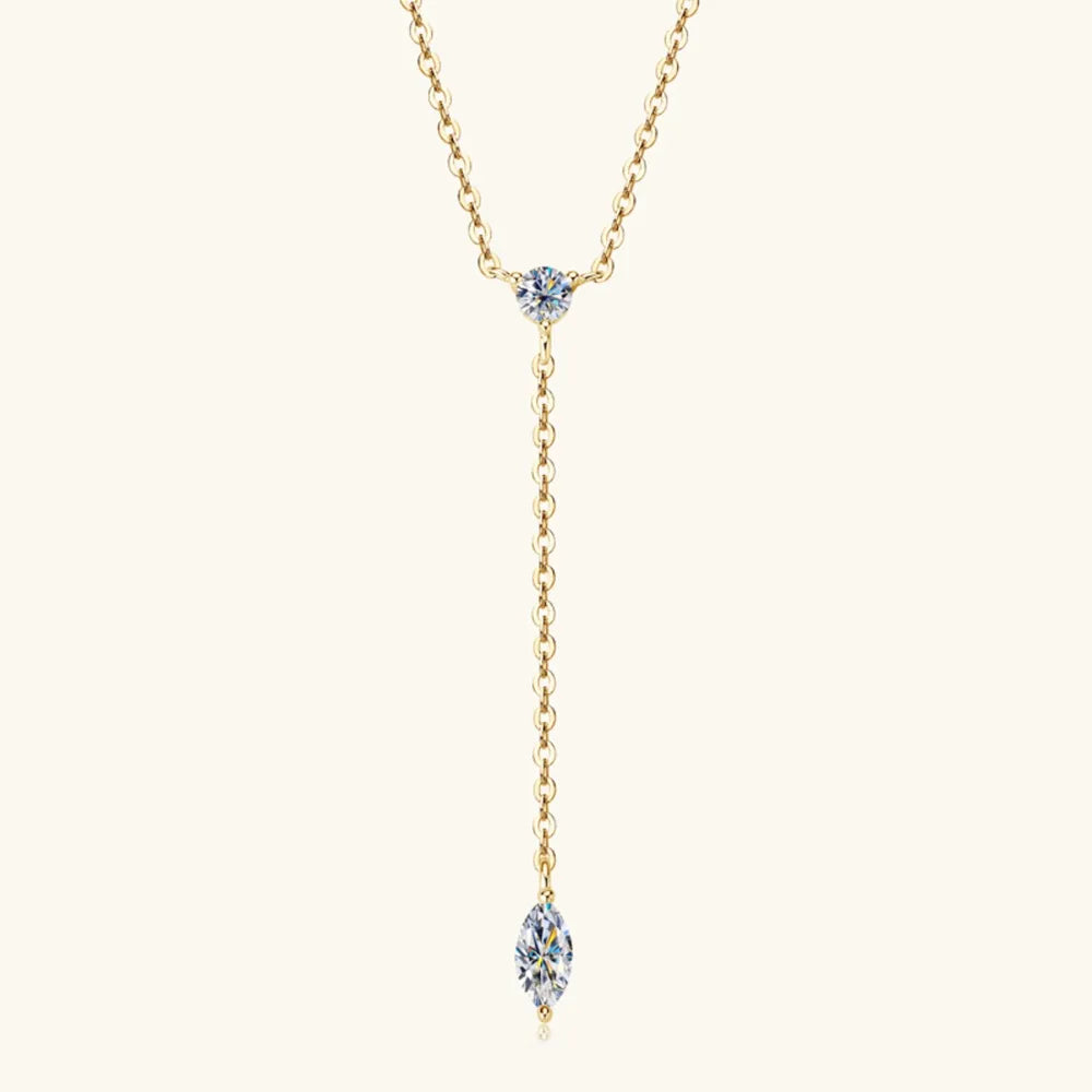 Moissanite Drop Lariat Necklace