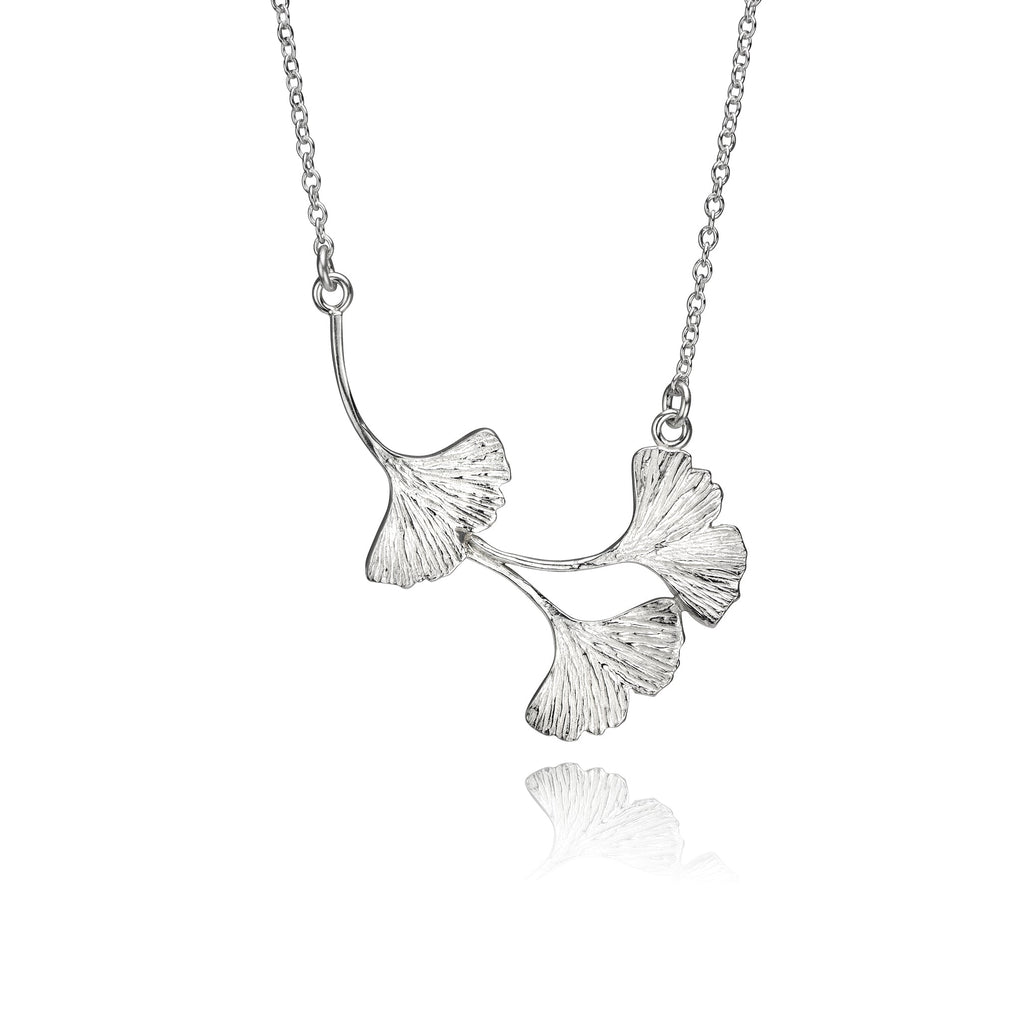Falling Ginkgo Leaves Necklace (Solid Gold or Sterling Silver)