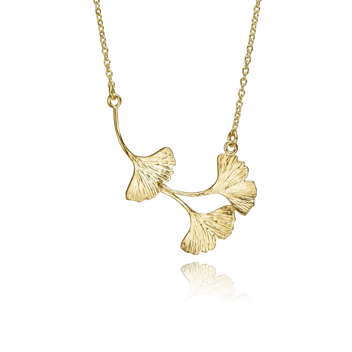 Falling Ginkgo Leaves Necklace (Solid Gold or Sterling Silver)