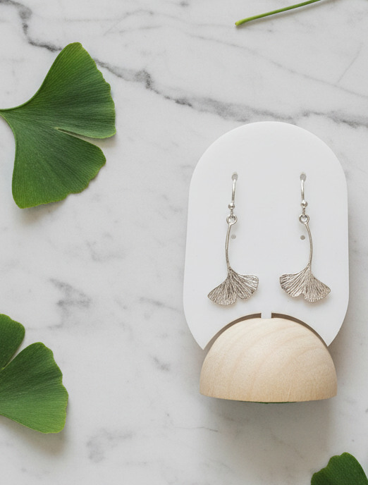Ginkgo Dangle Earrings – Small (Solid Gold or Sterling Silver)