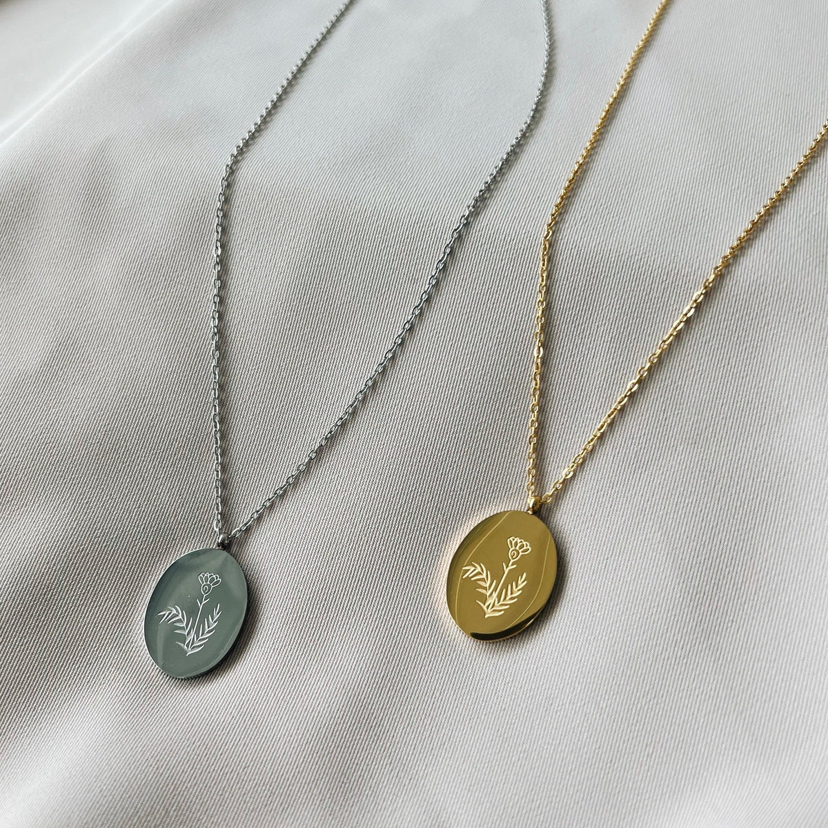 Birth Flower Medallion Necklace – January